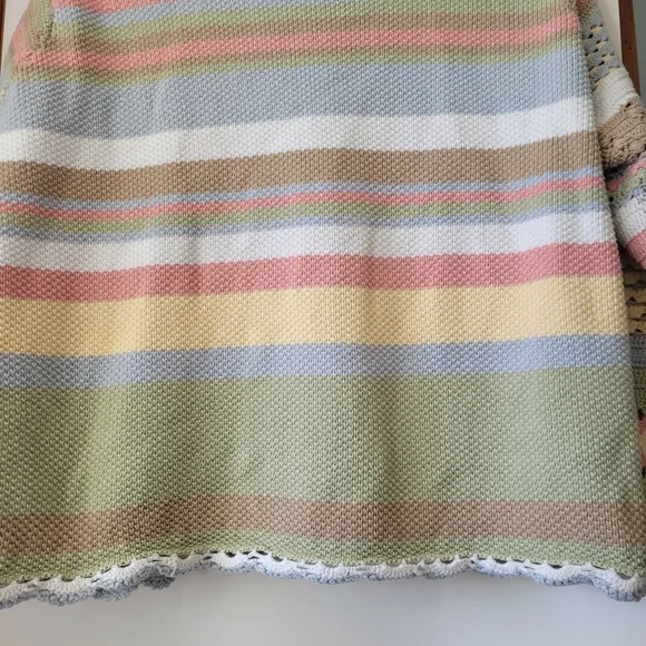 Vintage Crochet Cardigan Cottagecore Granny Chic Pastel 14P XXL - Picture 10 of 15